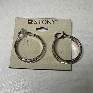 Stony Gold-Tone Braided Hoop Earrings